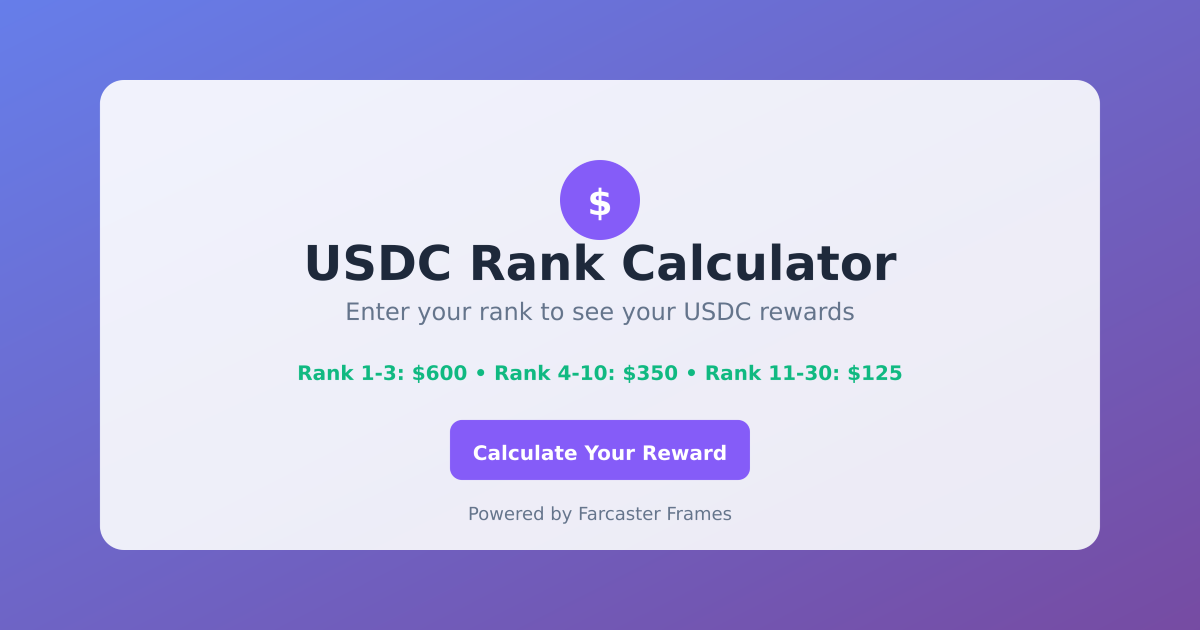 Weekly Rank USDC Calculator - Farcaster Mini Apps